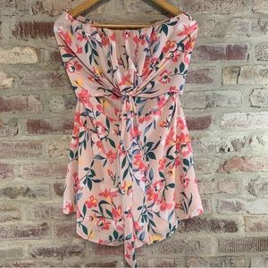 Floral strapless romper large